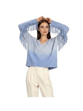 MPC Ma Petite Capsule France mink wool blend ombre blue fringe sleeve sweater 38